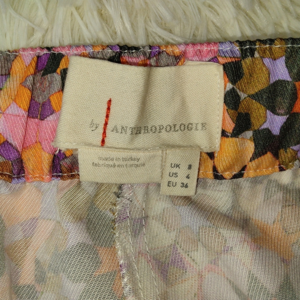 Anthropologie Geometric Orange Printed Trousers Pants Size 4 - Picture 7 of 12